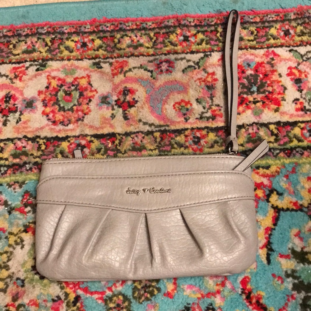 Juicy Coture PU leather gray wristlet